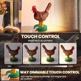 Chicken Lamp, Funny Chicken Butt Lamp 3D LED Egg Night Light with Touch Control and Adjustable Brightness, Rechargeable Rooster Light for Kids Room, Nursery, Farmhouse Decor, Easter and Christmas Gift