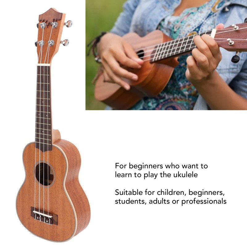 21in Ukulele Wooden Portable 4 String Mini Acoustic Guitar for