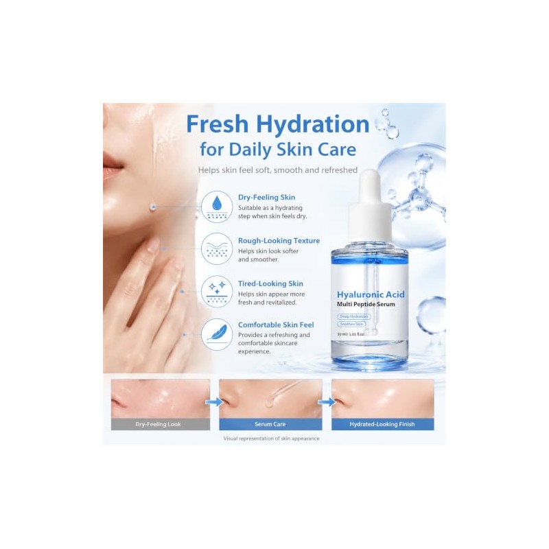 Hyaluronic Acid Serum Face Hydrating PDRN Liquid Peptide Gel Moisturizer