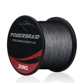 RUNCL PowerBraid Braided Fishing Line, Ultra Durable Braided Line 4 Strands - Seamless Weaving Tech, Enhanced Coating Tech, Zero Stretch, High Sensitivity (Gray, 500Yds, 60LB(27.2kgs))