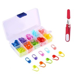 120Pcs Assorted Colors Locking Stitch Markers Knitting Stitch Counter Crochet Stitch Needle Clip with 1Pcs Multipurpose Portable Scissor