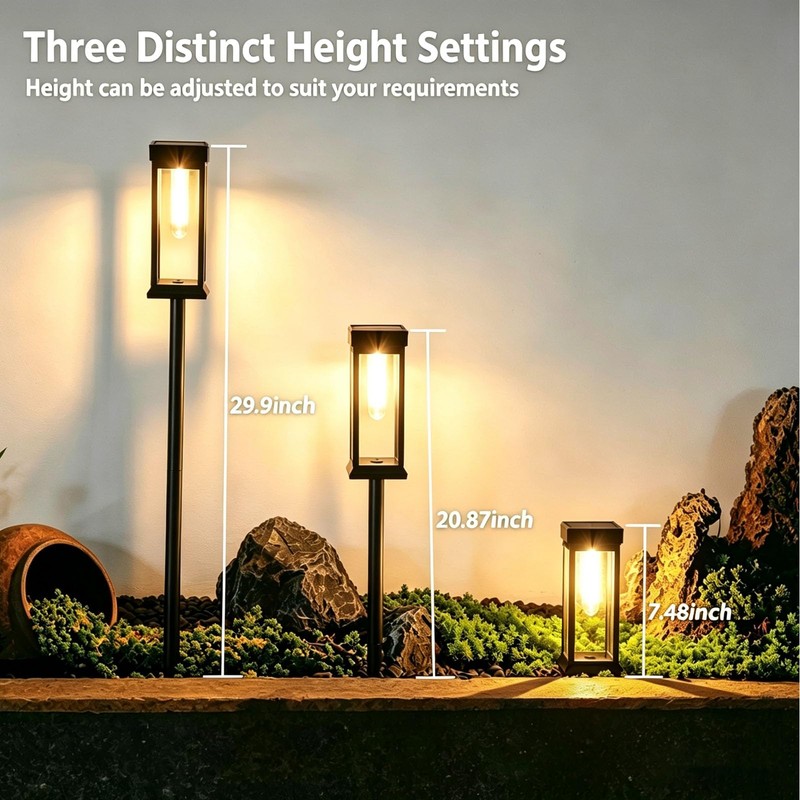 Sublume Solar Pathway Lights Outdoor 8 Pack, 3-in-1(Stake/Wall Mounted/Hang Lantern)