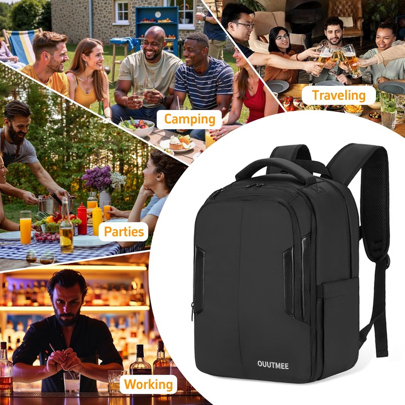 OUUTMEE Bartender Bag, Bartender Kit Travel Backpack for Cocktail Shaker