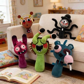 TitTees 5 Pcs Halloween Plush Toys Horror Fans Soft Stuffed Doll, 8'' Plushies Gifts for Adult, Stuffed Toys Dolls Gifts for Birthday Goodie Bag Fillers Halloween Party Favors