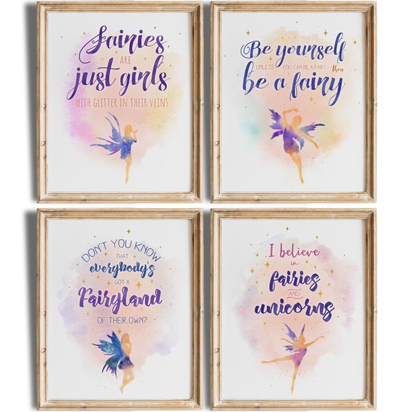 Fairy Quotes Art Prints (Set of 4) - Girls Room