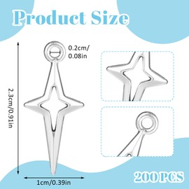 Ymapinc 200Pcs Silver Star Charms for Jewelry Making Small Metal Hollow Four-pointed Star Charms for DIY Craft Bracelet Earrings Necklace Pendant Aesthetic Connectors