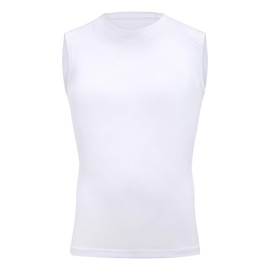 Moozava Youth Sleeveless Compression Shirt Boys Athletic Tank Tops Kids Basketball Football Undershirt White