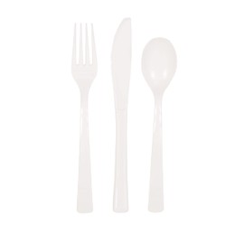 Unique 39482 White Assorted Plastic Disposable Cutlery Set 18 Pcs, Pack of 18