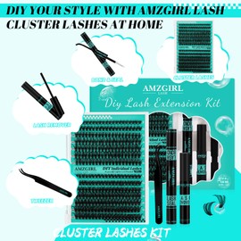 DIY Wimpernverlängerung Kit, individuelle Wimpern Kit mit 280 Pcs 6080D Cluster Wimpern Bindung und Siegel, Wimpern Applikator Einsteiger-Kit (6080D DIY Lash Kit)