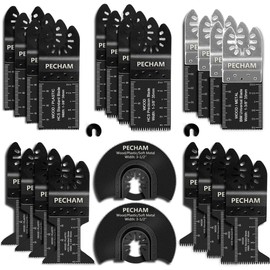 PECHAM 24PCS Universal Wood Metal Oscillating Multitool Quick Release Saw Blades Fit Porter Cable Black & Decker Rockwell Ridgid Ryobi Milwaukee Chicago Craftsman