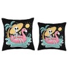 Skeleton Pool Flamingo Throw Pillow