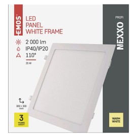 EMOS LED Panel 18 W Square 1500 lm Recessed Ceiling Light in White with Diameter 22.5 cm Extra Flat Installation Depth 2.1 cm Light Colour Warm White 3000 K with LED Driver