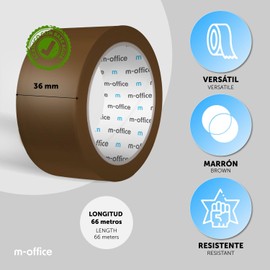 m-office Tape Brown Tape Tape Roll for Cardboard Packaging Shipping Moving and Crafts Safe and Heavy Duty Sealing Tape (Pack of 6, 36mm x 66m)