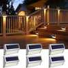ROSHWEY Solar Deck Lights, 6 Pack 30 LED Stainless Steel