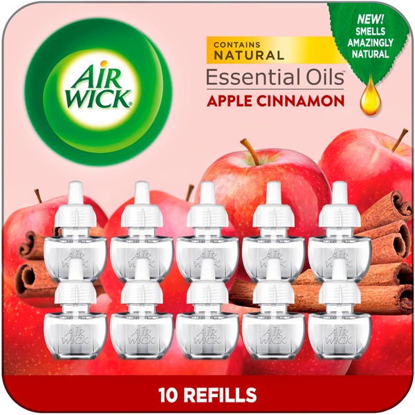 Air Wick Plug in Scented Oil Refill, 10 Ct, Apple Cinnamon, Air Freshener, Essential Oils, Fall Scent, Fall decor