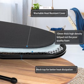 Duwee 12"×32" Table Top Ironing Board with Iron Rest,Small Ironing Board with Heat Resistant Cover,Thicken Felt Padding,Portable Iron Board with Non-Slip Feet for Home, Laundry Rooms, Dorms