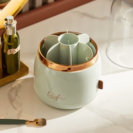 Organizador de Brochas de Maquillaje con Tapa Organizador Giratorio para Brochas de Maquillaje con Tapa Soporte para Brochas Giratorias Contenedor para Taza de Almacenamiento para Cambiador