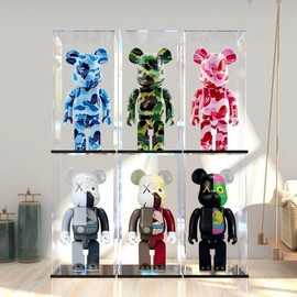 2cm high-end Black Brushed Base Transparent Display Box, Acrylic Toy Model countertop Box, Suitable for Bearbrick Display Case (1000% (40X30X76) Display Box)