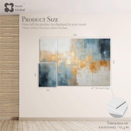 Soon Global 8-Pack Acoustical Wall Panels, 48 X 32 Inches Art Acoustic Panels, Decorative Acoustic Panels, Acoustic Wall Panels, Sound Absorbing Wall Art, Teal Aura