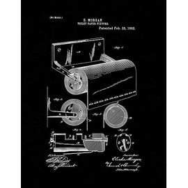 Toilet Paper Holder Patent Print Black Matte (5" x 7") M13109