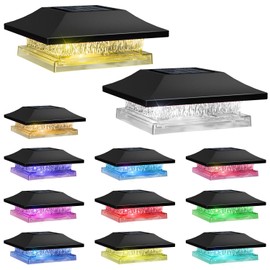 Viewsun 12 Pack Solar Post Cap Lights, Outdoor Fence Solar Powered Cap with 4 Lighting Modes Waterproof Light Decorative for Deck Patio or Garden Decor, Fits 4x4 Wood Vinyl Posts