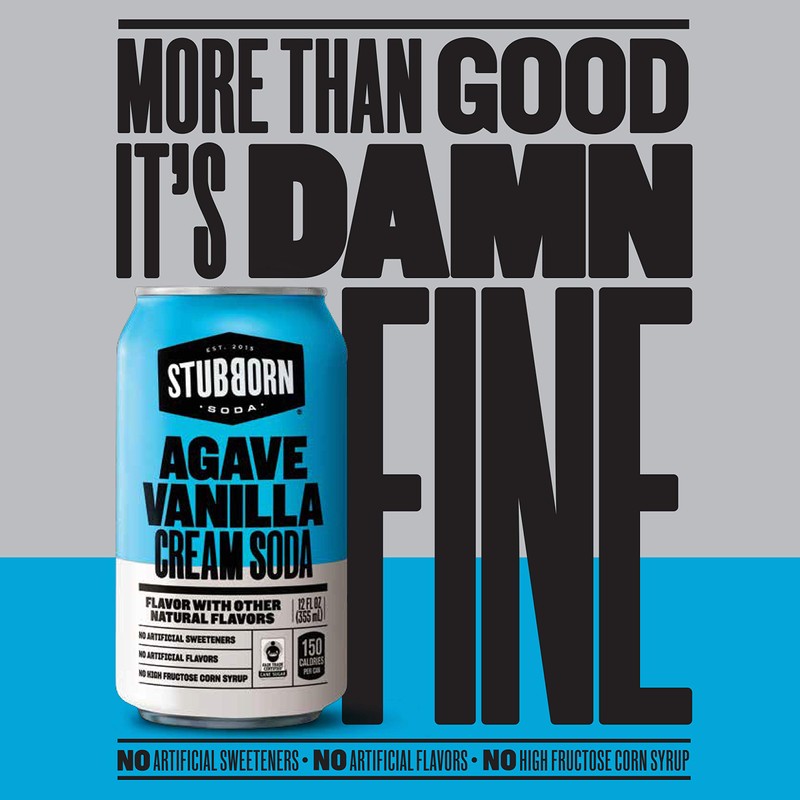 STUBBORN SODA, Agave Vanilla Cream Soda, 12oz Cans (12 Pack)