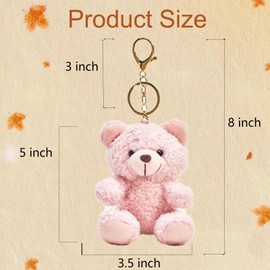 vaxvvik 6 Pack Plush Bear Keychain Set, Pink and White, Soft Pendant Charms for Bags and Purses, 8 Inch