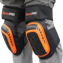 GRENPRO Professional Knee Pads for Work,Heavy Duty Thick Foam Knee Pads Tools,Knee Pad with Soft Gel Cushion for Construction,Work,Flooring,Gardening,Cleaning,Tiling,Orange