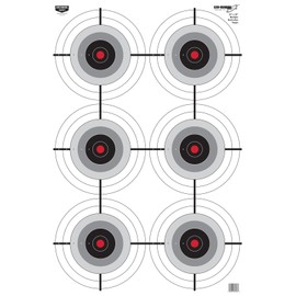 BIRCHWOOD CASEY 23" x 35" Eze-Scorer Multiple Bull's-Eye Shoot-Up Brilliant White Paper Targets for Indoor and Outdoor Use, 100 Targets