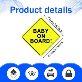 PACLVIO 2PCS Assured Signs Baby On Board Magnet for Car, 5×5" Baby on Board Car Sign Decal, Baby on Board Reflective Bright Yellow Magnetic Signs for Car, Car Accessories Universal Fit for Most Cars