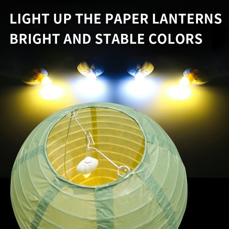 12 Pcs Paper Lantern Lights, Warm White Mini LED Lights