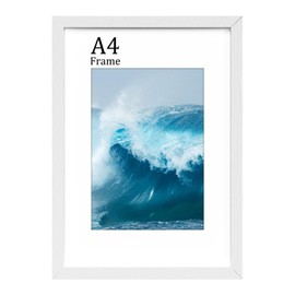 FamiPrts A4 Frame, Wooden A4 Picture Frames, Versatile White A4 Frame, Dual Orientation (Landscape/Portrait), Includes Stand & Wall Hooks - Wall Mount or Tabletop for Home, Office, Gallery