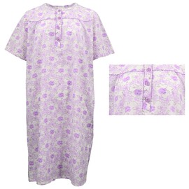 Zmart Australia Women's 100% Cotton Short Sleeves Night Dress Gown Nightie Pajamas PJs Sleepwear, Lilac, 20