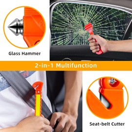 ZHSX Safety Hammer, 10 Pack Car Emergency Escape Tool Car Window Breaker and Seat Belt Cutter with Light Reflective Tape for Family Car Life Saving Survival Kit