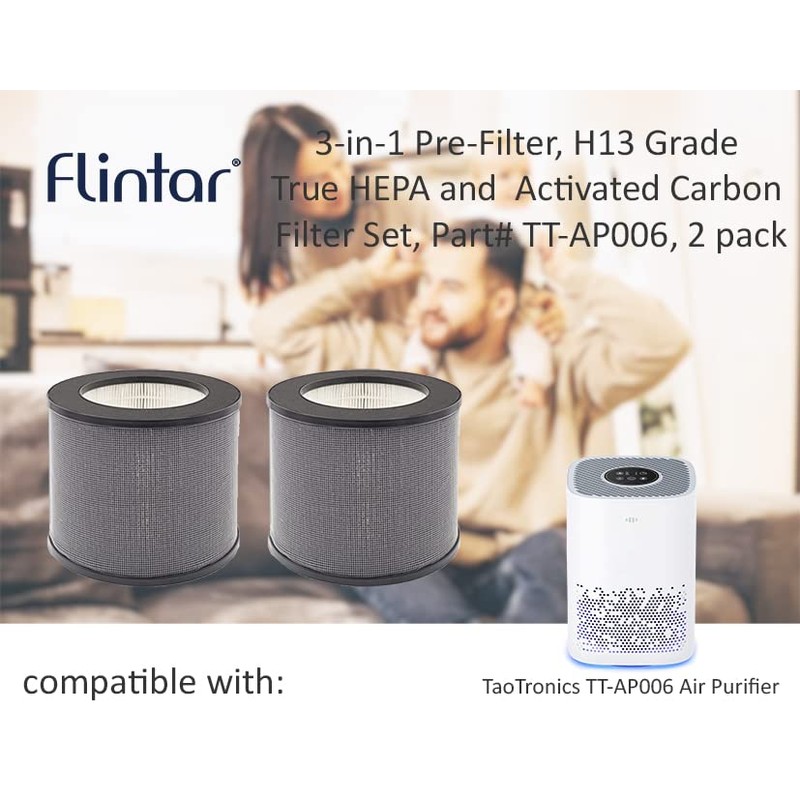 Flintar 2-Pack AP006 H13 True HEPA Replacement Filter, Compatible with