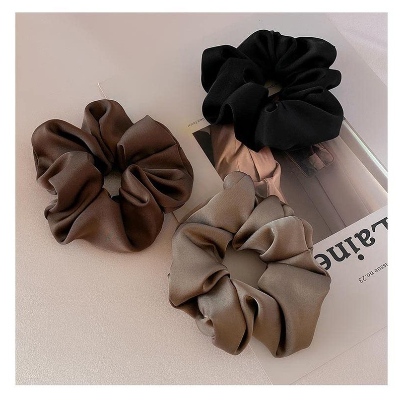 RAINY LEMON, Hair Elastic Scrunchie, Stylish, Adults, Volume, Large, Satin