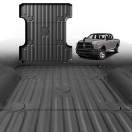 TripleAliners Truck Bed Mat Compatible with 2002-2018 Dodge RAM 1500/2500/3500 Accessories 6'4" Vehicle Bed Mat Perfectly Flush All Weather Protection TPE Heavy Duty Pickup Car Bed Cargo Mat