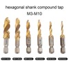 Omninmo 6 Pcs 1/4" Hex Shank Titanium Combination Drill Tap