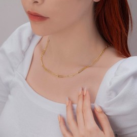 3mm Gold Paperclip Chain Necklace for Women, 22 Inches Gold Chain Necklace for Women Paperclip Chain Necklace for Women Gold Chain 14K Gold Necklace for Women Gold Chain for Women Gold Chain Necklace