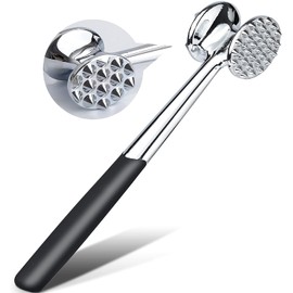 Heavy Duty Meat Tenderizer - Double Sided Meat Mallet & Pounder Tool, Rust Proof Zinc Alloy Kitchen Hammer with Ergonomic Rubber Handle for Tenderizing Steak, Beef, Chicken, Pork