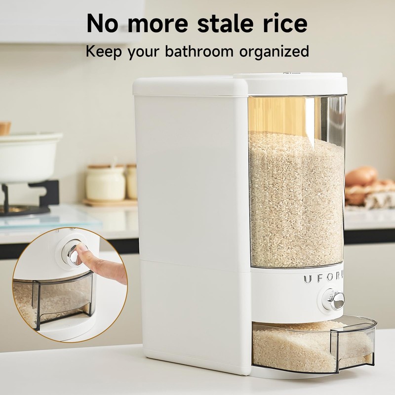 UFORU Rice Dispenser 20 lbs | Large Rice Storage Container