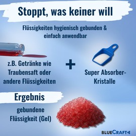 Bluecraft - Super Absorber 900 g - Liquid Binder | Turns Liquid into Gel | Odour Neutralising & Residue-free | For Household, Care, Camping, Animals & More | Poop Powder Granules