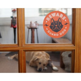 Unbranded Beware of Guard Dog Window Decal Sign, 4" x 4"