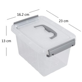 Minekkyes Set of 6 Plastic Storage Boxes, Small Storage Containers Bin with Handles/Lids/Latches, 6 L, f