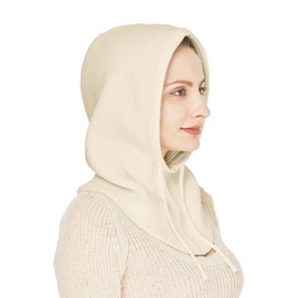 Facecozy Winter Hats for Women, Wool Blend Hooded Scarf Hat for Women Balaclava Knit Skull Cap Beanie Hat Men Neck Gaiters