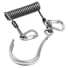 EEBBL Diving Reef Hook, Scuba Diving Reef Hook, 316 Stainless Steel Diving Double Reef Hook with Spiral Coil Lanyard for Diving Equipment Black