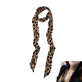 Leopard Print Scarf Long Thin Neck Scarf Leopard Scarf Silk Neckerchief Scarf for Women Neck Scarves Leopard Accessories Vintage Hair Scarf Animal Leopard Waist Scarf Belt Christmas Xmas Gift Ideas