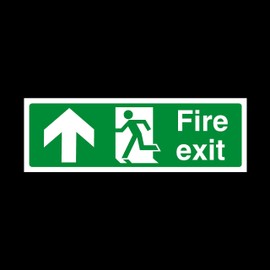 50x Fire Exit Arrow Up Sign 300mm x 100mm - Plastic Sign