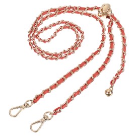 Sourcing Map 47.2'' Adjustable Purse Chain Strap, Metal Leather Replacement Chain Strap for Handbag Shoulder Crossbody Bag Clutch Wallet (Orange, Gold Chain)