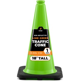 18” Lime Green Traffic Cone - 1 Pack - Premium PVC Safety Cone for Parking, Caution, Construction, Road Crews, Emergency Vehicle - MUTCD Compliant - Xpose Safety
